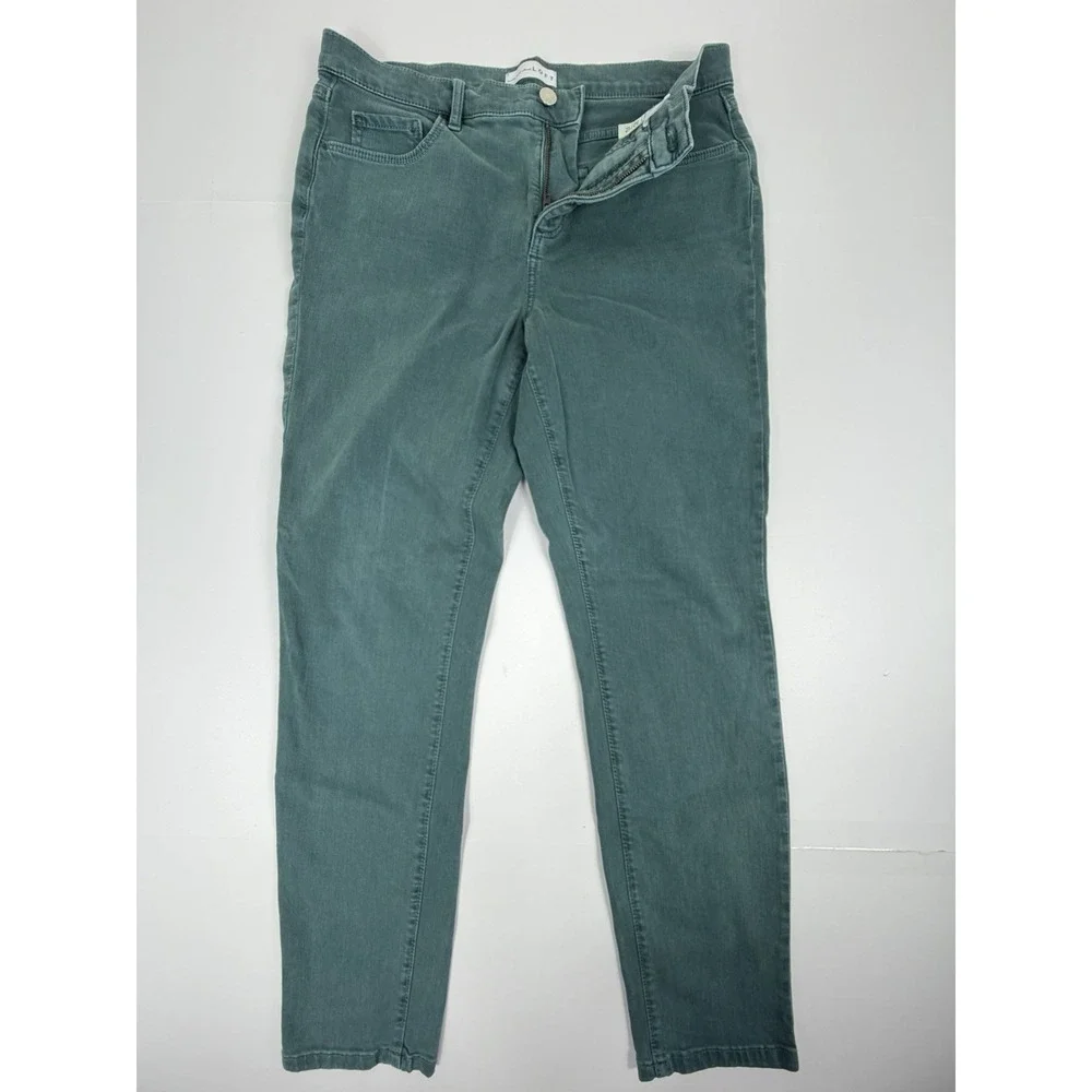 LOFT Modern Skinny Crop Jeans Womens 10 Green Teal Stretch Denim Pants - Picture 5 of 10